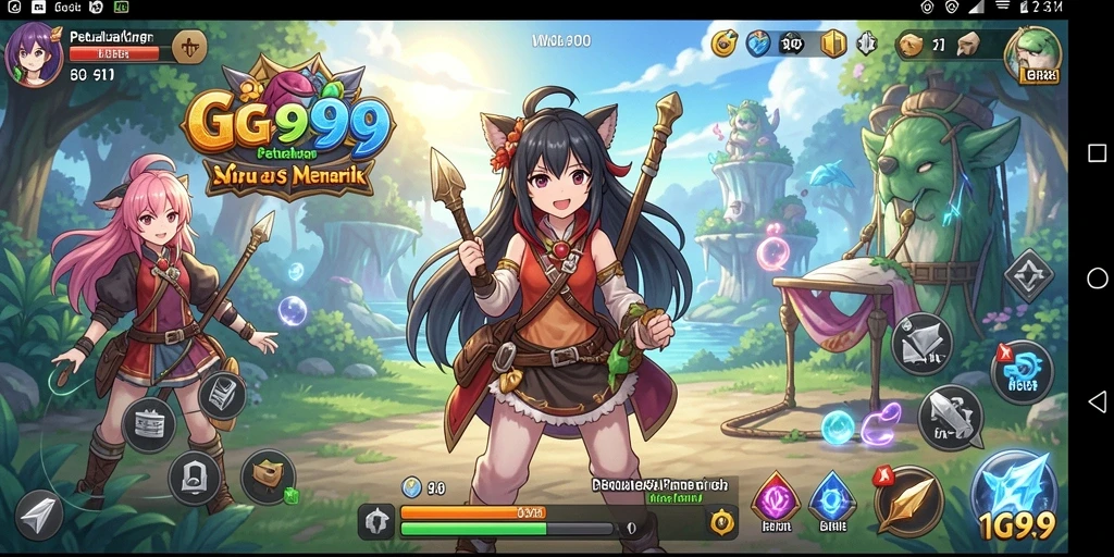 Screenshot gameplay GG99 menunjukkan pertarungan karakter anime yang seru dan dinamis.