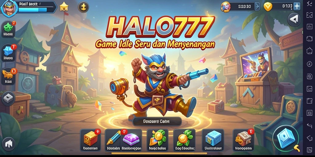 Tampilan screenshot utama HALO777 yang menarik yang menunjukkan gameplay Idle.