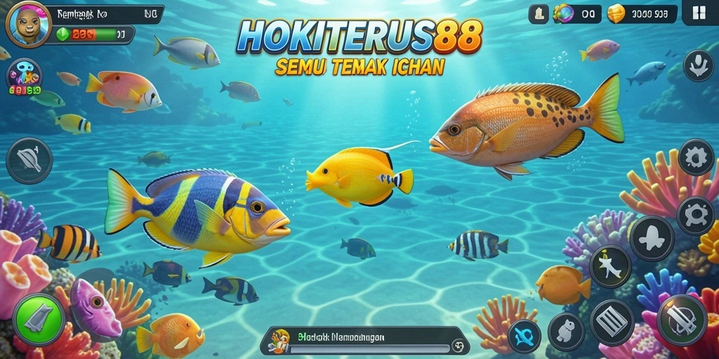 Tampilan gameplay HOKITERUS88 dengan aksi Tembak Ikan yang seru.