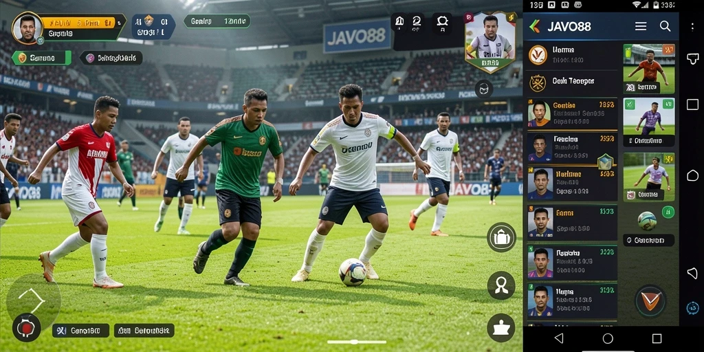 Gameplay mendebarkan di lapangan sepak bola.