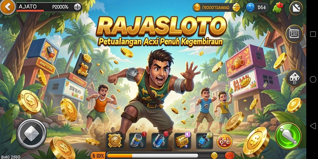 Tampilan gameplay mendebarkan dari RAJASLOTO yang penuh aksi.