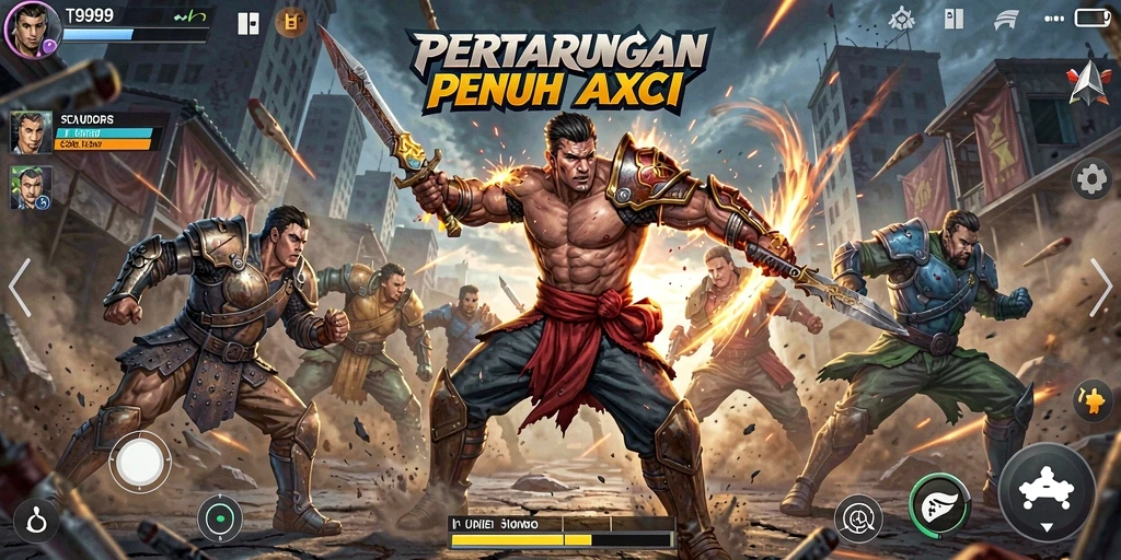 Tampilan seru pertarungan karakter dalam T9999.